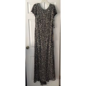Adrianna Papell Scoop Back Sequin Gown